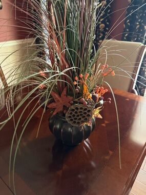 Autumn Pumpkin Faux Floral Arrangement - Black